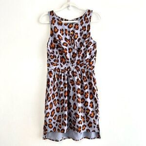 W118 Walter Baker Bold Blue Leopard Print Sleeveless Midi Cocktail Dress Small